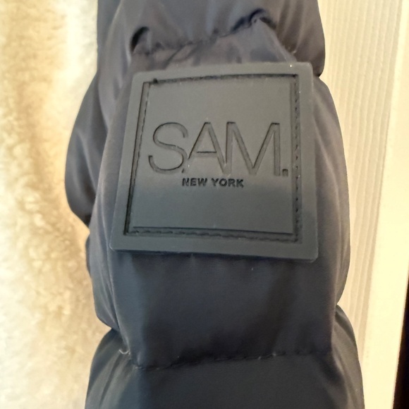 SAM. Carson Fleece Bomber Coat In Matte Black/white Sherpa - Picture 7 of 8